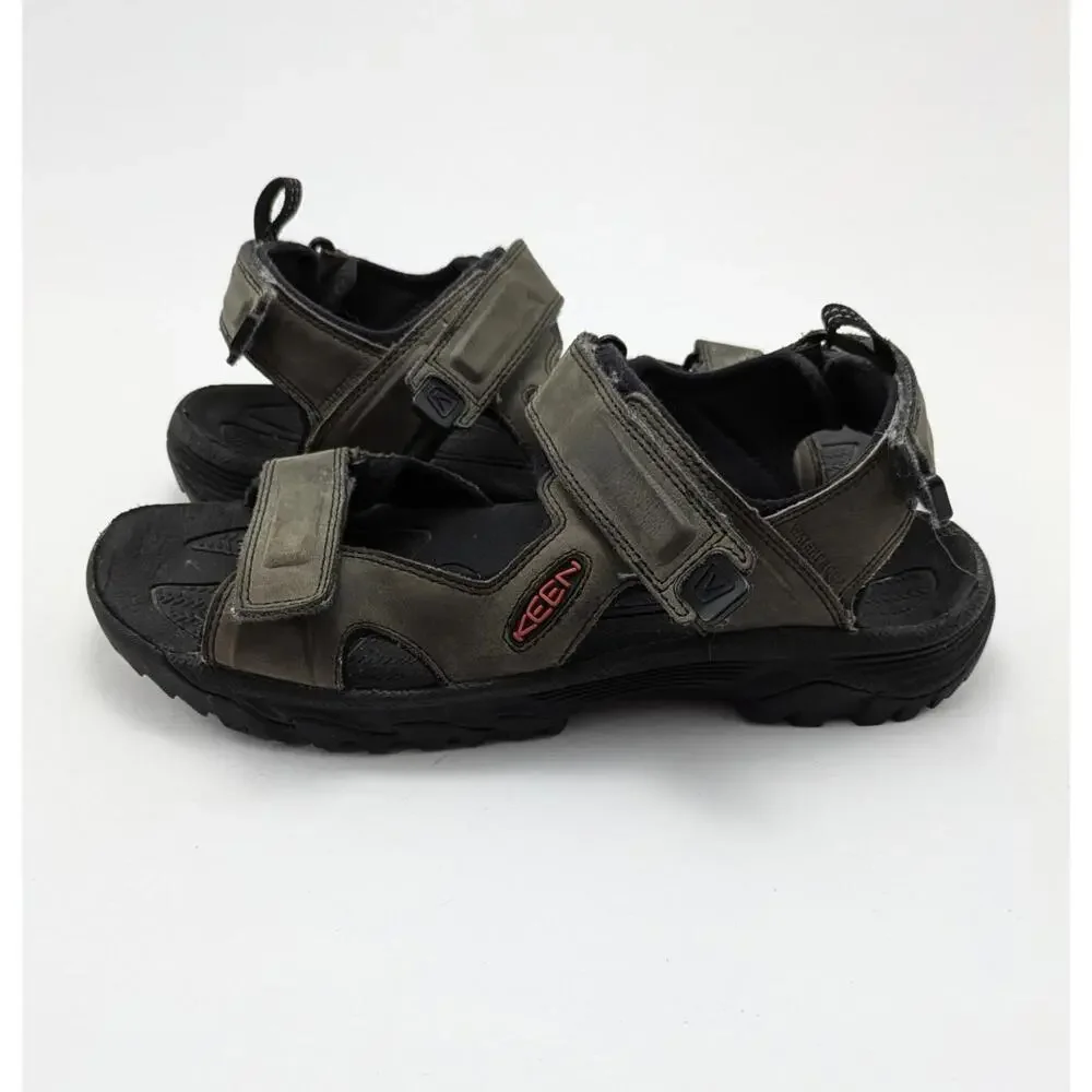 Mens Keen Targhee III‎ Open Toe Grey 2-Strap Open Toe Leather Sandals Size 10